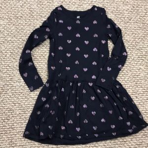 H&M navy dress w glitter hearts size 6-8